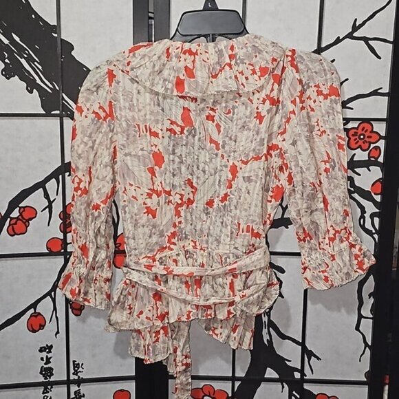Polo Ralph Lauren Ruffled Floral Cotton Wrap Top Size XXS NWT - Picture 12 of 12